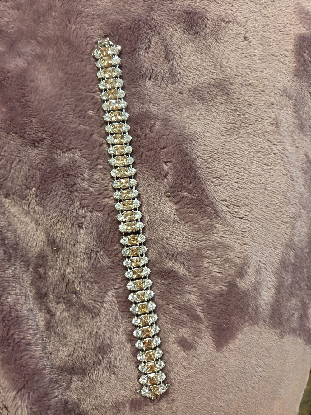 Elegant Gold and Clear Crystal Tennis Bracelet - 925 Silver